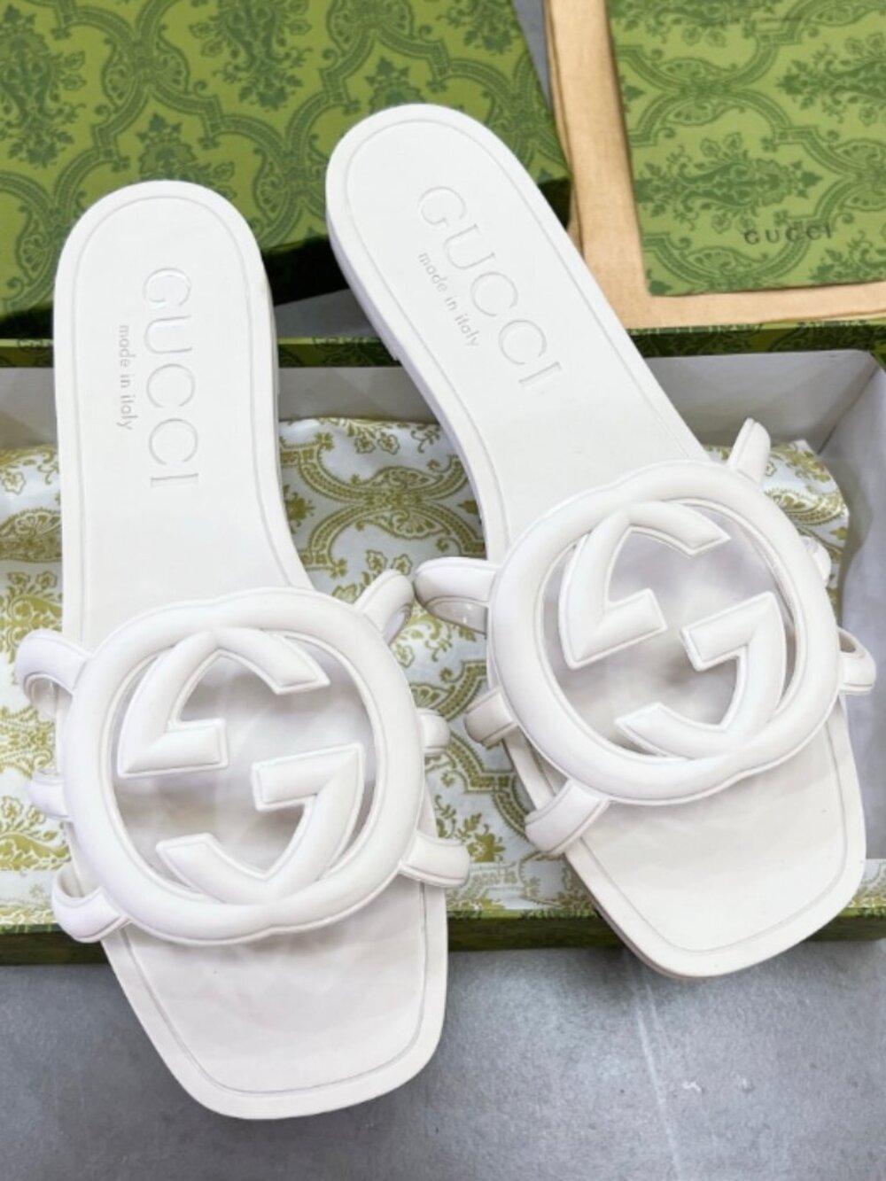 Gucci White Slides